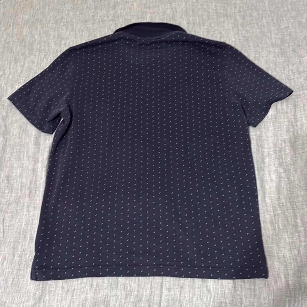 Van Heusen Black and Blue Polo Shirt with Geometric Pattern - Picture 2 of 2